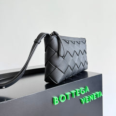 BOTTEGA VENETA 25S DIAGO 25 IN DARK OLIVE GRAY CALFSKIN SILVER HARDWARE