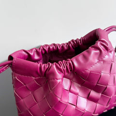 BOTTEGA VENETA 25S SMALL DUSTBAG 21 IN DARK PINK LAMBSKIN