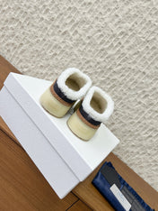 PRADA 25S PLATFORM FUR-LINED MULES IN DARK GREY SUEDE