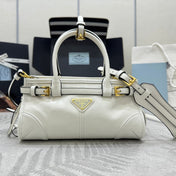 PRADA 25S BONNIE MINI HANDBAG 23 IN WHITE CALFSKIN GOLD HARDWRE