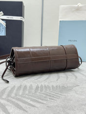 PRADA 25S BONNIE MINI HANDBAG 23 IN DARK BROWN CALFSKIN GOLD HARDWRE