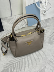 PRADA 25S SMALL BAG 23 IN TAUPE CALFSKIN GOLD HARDWRE
