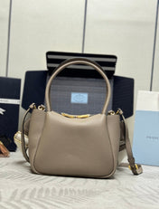 PRADA 25S SMALL BAG 23 IN TAUPE CALFSKIN GOLD HARDWRE