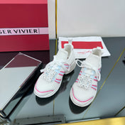 VIV' RUN SNEAKERS IN WHITE TECHNICAL FABRIC WITH PINK AND LIGHT BLUE CALFSKIN