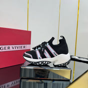 VIV' RUN SNEAKERS IN BLACK TECHNICAL FABRIC WITH PINK AND WHITE CALFSKIN