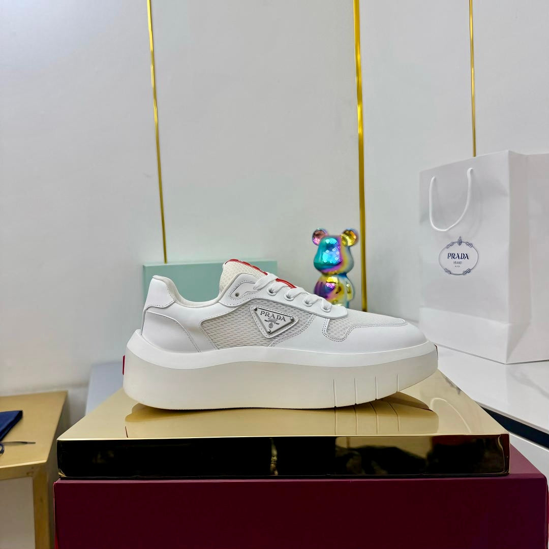 PRADA 25S SNEAKERS IN WHITE CALFSKIN