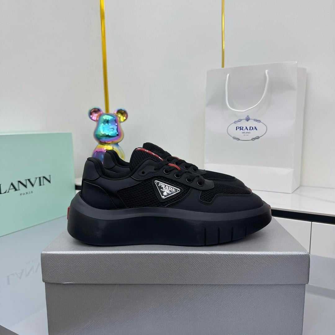 PRADA 25S SNEAKERS IN BLACK CALFSKIN