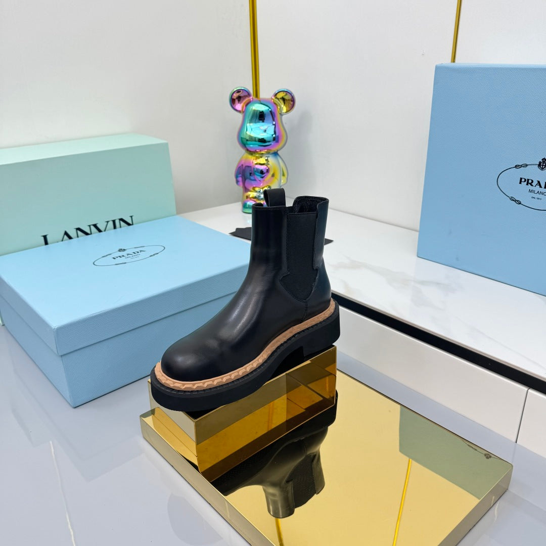 PRADA 25S CHELSEA BOOTS 50MM IN BLACK CALFSKIN