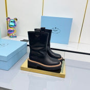 PRADA 25S HIGH MARTIN BOOTS 50MM IN BLACK CALFSKIN