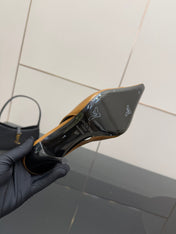 YSL 25S SLINGBACK HIGH HEELS 90 MM IN COPPER BROWN LAMBSKIN WITH GOLD HARDWARE STYLE 11