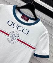 GG White Blue Cotton Jersey T-shirt With Print
