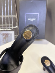 YSL 25S JILL MULES 75MM IN BLACK SMOOTH CALFSKIN