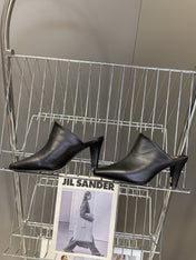 YSL 25S HIGH-HEEL SANDALS 75 MM IN BLACK LAMBSKIN