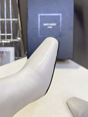 YSL 25S HIGH-HEEL SANDALS 75 MM IN WHITE LAMBSKIN