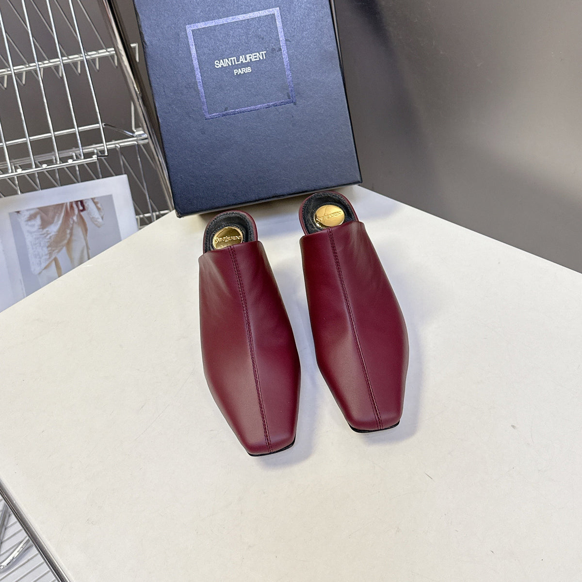 YSL 25S HIGH-HEEL SANDALS 75 MM IN DARK RED LAMBSKIN