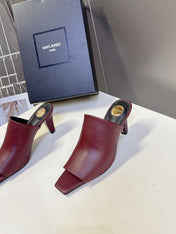 YSL 25S HIGH-HEEL SANDALS 75 MM IN DARK RED LAMBSKIN