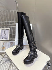 DIOR D-FIGHT BOOT 25S IN BLACK CALFSKIN WITH SILVER HARDWARE