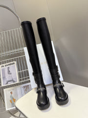 DIOR D-FIGHT BOOT 25S IN BLACK CALFSKIN WITH SILVER HARDWARE