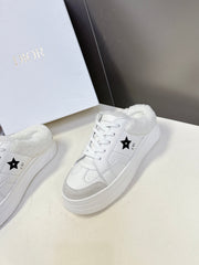 DIOR 25S DIOR STAR SNEAKERS 40 MM IN WHITE LAMBSKIN AND WOOL STYLE 1