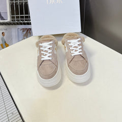 DIOR 25S DIOR STAR SNEAKERS 40 MM IN NUDE PINK SUEDE AND WOOL
