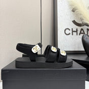 CC SANDAL 25S IN BLACK FABRIC WITH WHITE HARDWARE