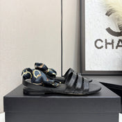 CC SANDAL 25S IN BLACK LAMBSKIN WITH SILK BOW