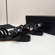 CC SANDAL 25S IN BLACK LAMBSKIN WITH SILK BOW