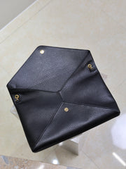 YSL 25S CASSANDRE ENVELOPE MESSENGER 35 IN BLACK LAMBSKIN GOLD HARDWARE