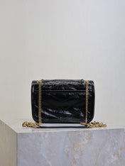 YSL 25S NIKI BAG 18 IN BLACK GLOSSY CALFSKIN GOLD HARDWRE