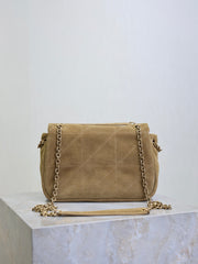 YSL 25S JAMIE 4.3 MINI 20 IN CARAMEL COGNAC SUEDE GOLD HARDWARE