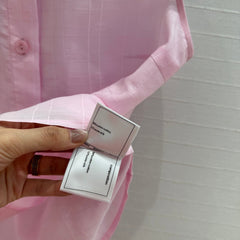 CC 25 Sleeveless Shirt Pink Silk Cotton Fabric