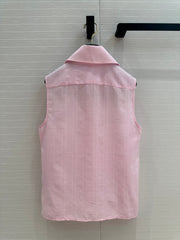 CC 25 Sleeveless Shirt Pink Silk Cotton Fabric