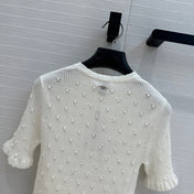 CC 25 Hollow Knitted T-shirt White cotton