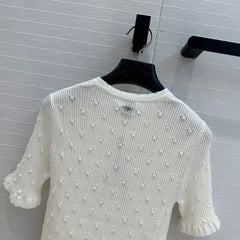 CC 25 Hollow Knitted T-shirt White cotton