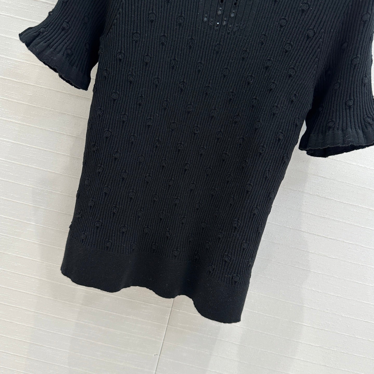 CC 25 Hollow Knitted T-shirt Black cotton