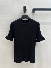 CC 25 Hollow Knitted T-shirt Black cotton