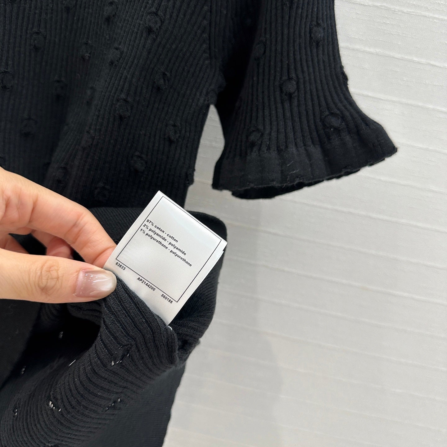 CC 25 Hollow Knitted T-shirt Black cotton