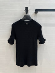 CC 25 Hollow Knitted T-shirt Black cotton