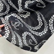 CC 25 Wave Pattern Long Skirt Black Silk Cotton