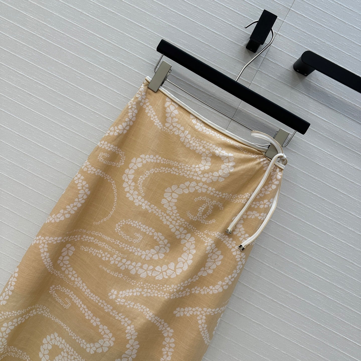 CC 25 Wave Pattern Long Skirt Yellow Silk Cotton