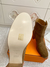 HM 25S FRENCHIE 50 ANKLE BOOT 50 MM IN BROWN SUEDE WITH SILVER HARDWARE