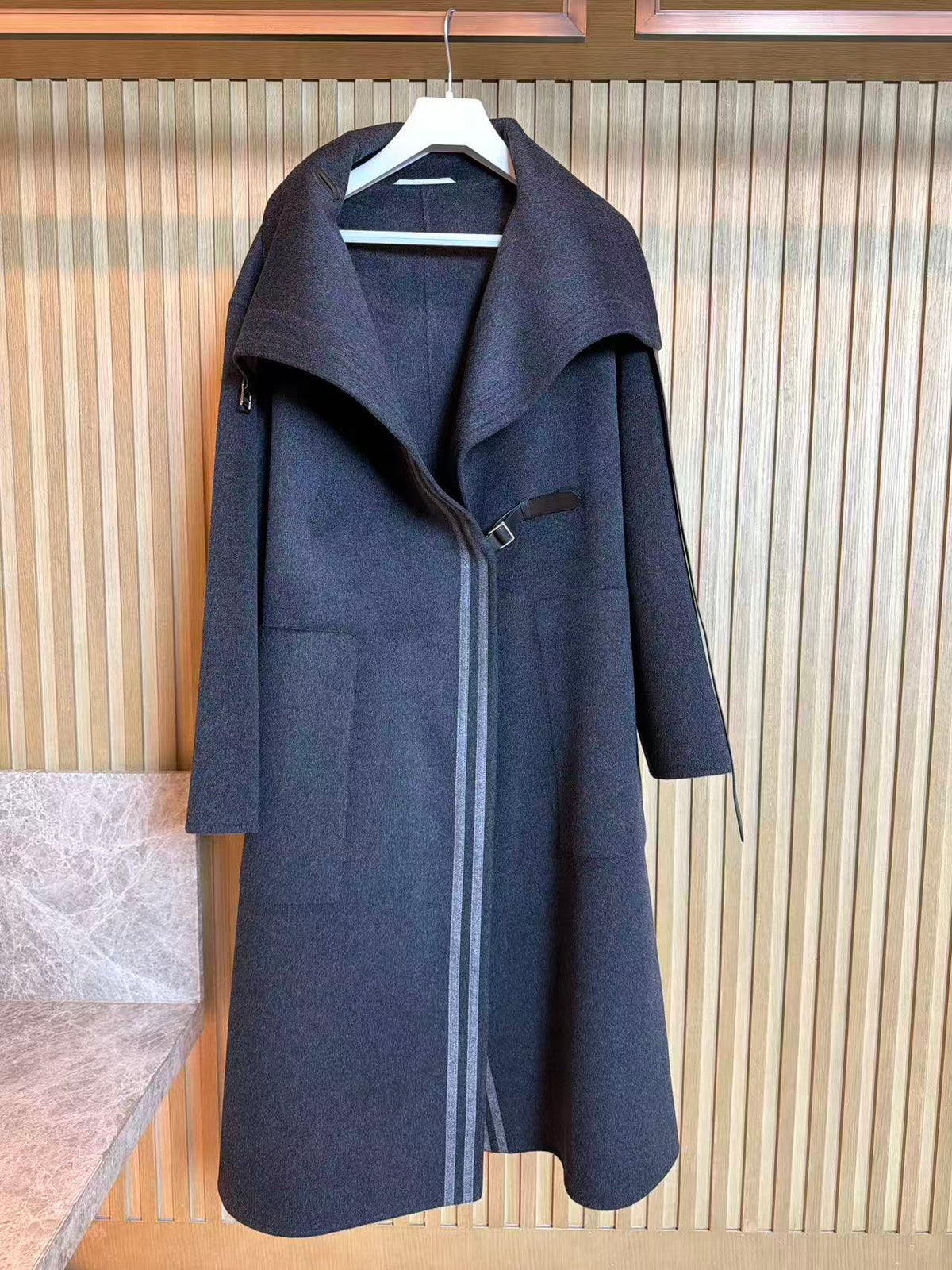 HERMES 25S LONG STAND-COLLAR CASHMERE COAT 317
