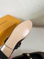 ROMY FLAT BALLERINA IN CHOCOLATE BROWN MONOGRAM CALFSKIN