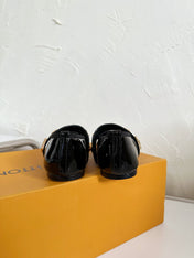 ROMY FLAT BALLERINA IN BLACK PATENT CALFSKIN