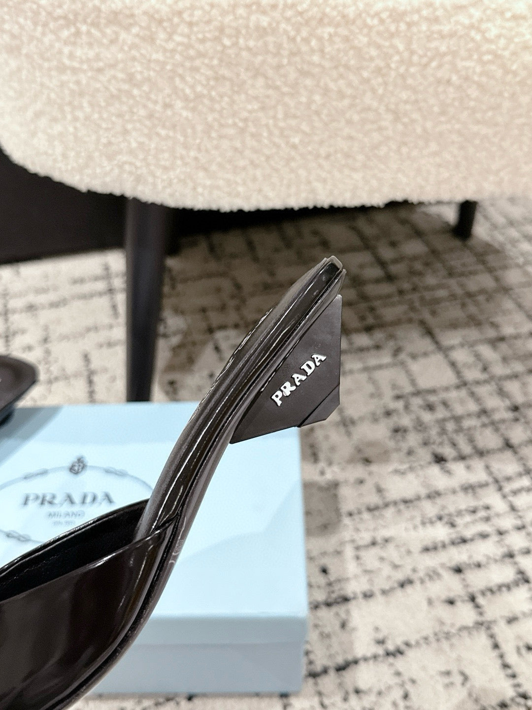 PRADA 25S POINTED-TOE MULES IN BLACK CALFSKIN