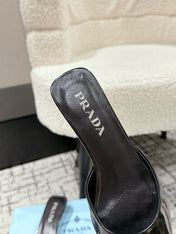 PRADA 25S POINTED-TOE MULES IN BLACK CALFSKIN
