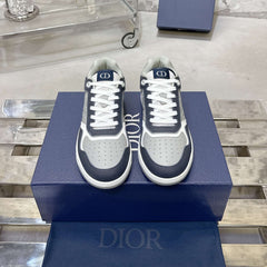 DIOR 25S B27 UPTOWN LOW-TOP SNEAKERS IN DARK BLUE MIX GREY CALFSKIN STYLE 2