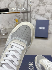 DIOR 25S B27 UPTOWN LOW-TOP SNEAKERS IN WHITE MIX GREY CALFSKIN STYLE 1