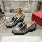 VIV' RANGERS LOAFERS IN SILVER ACCENTS TWEED EMBELLISHED BUCKLE