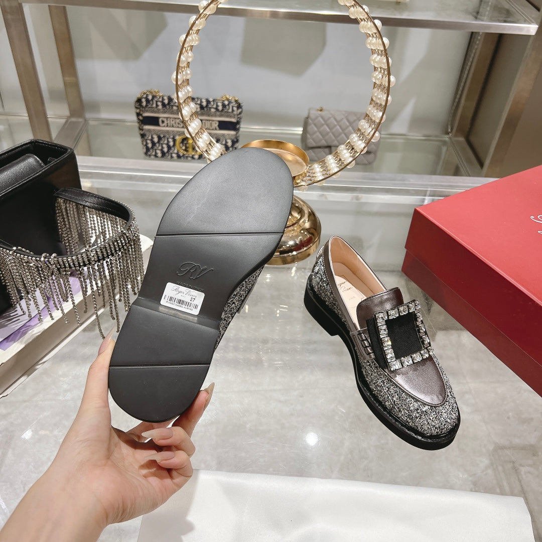 VIV' RANGERS LOAFERS IN SILVER ACCENTS TWEED EMBELLISHED BUCKLE
